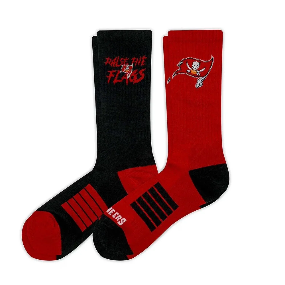 NFL Tampa Bay Buccaneers Adult Crew Socks 4 Pairs Red Black Size M/L 8-12
